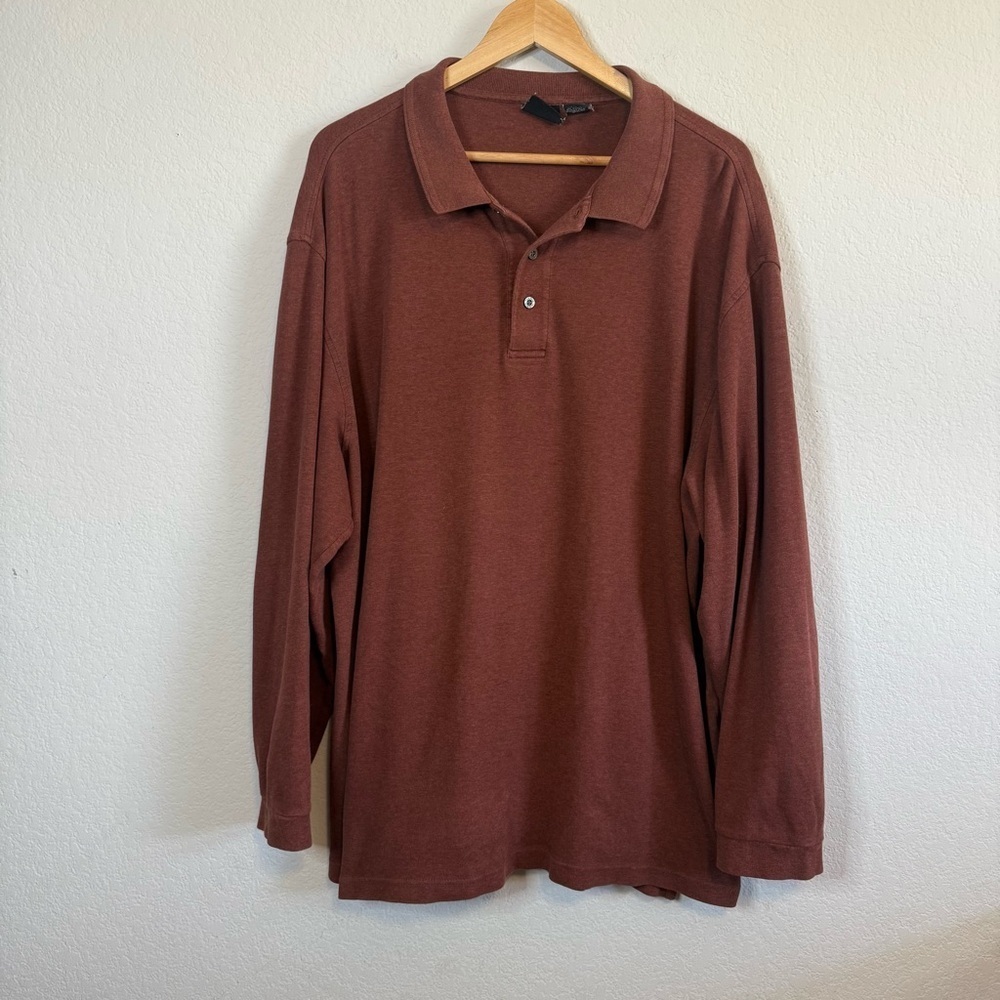 Jos. A. Bank Men's Long Sleeve Polo in Rust Brown